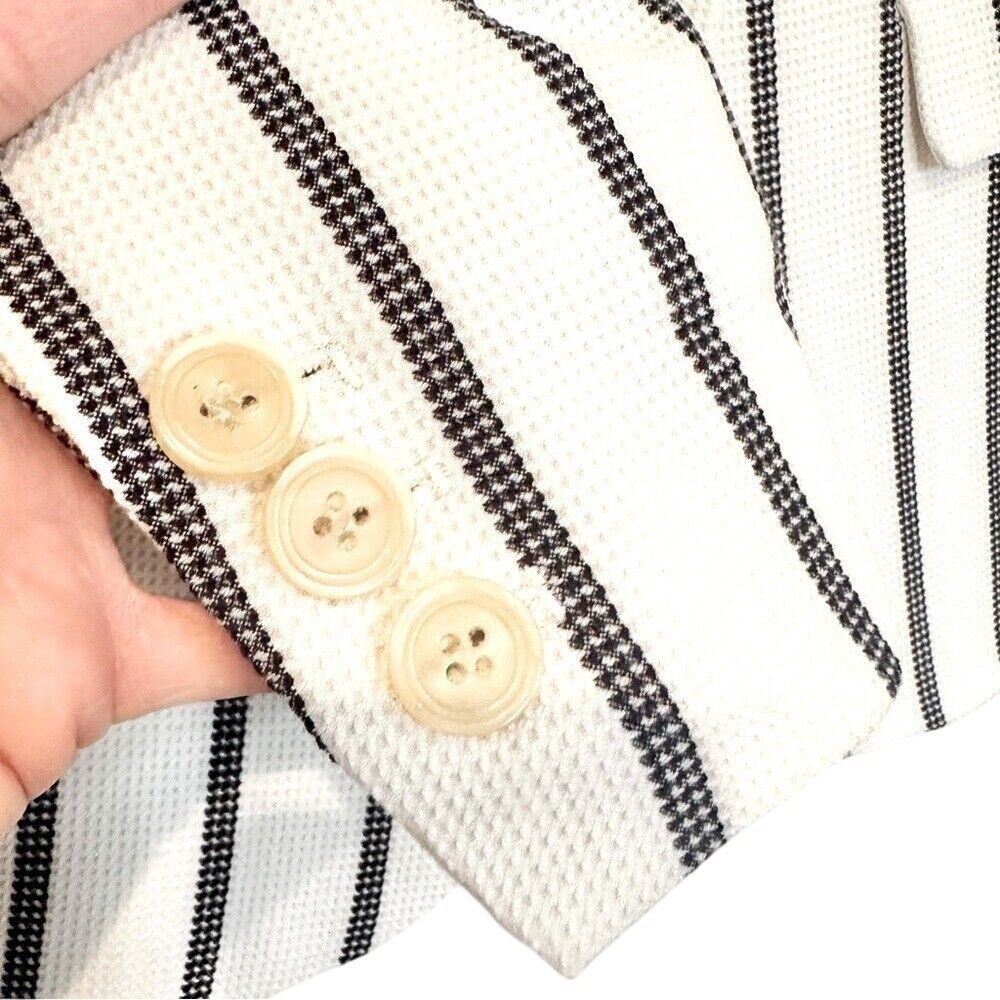 Talbots Pinstriped Textured Summer Jacket Blazer Women's 2 Ivory Navy Career - Picture 4 of 7